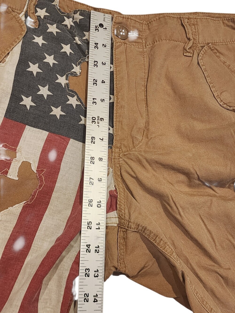 Vintage Denim & Supply Ralph Lauren Cargo Shorts Distressed USA Flag Size 34 - Picture 10 of 10